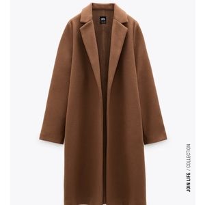 Zara Lapel Coat Camel Wool Small